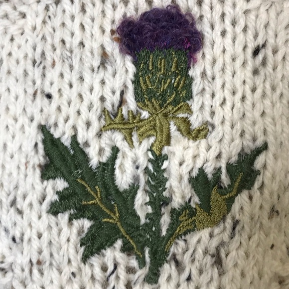 Acorn Size Medium Pure New Wool Fisherman Cable Knit Sweater Thistle - Picture 6 of 8